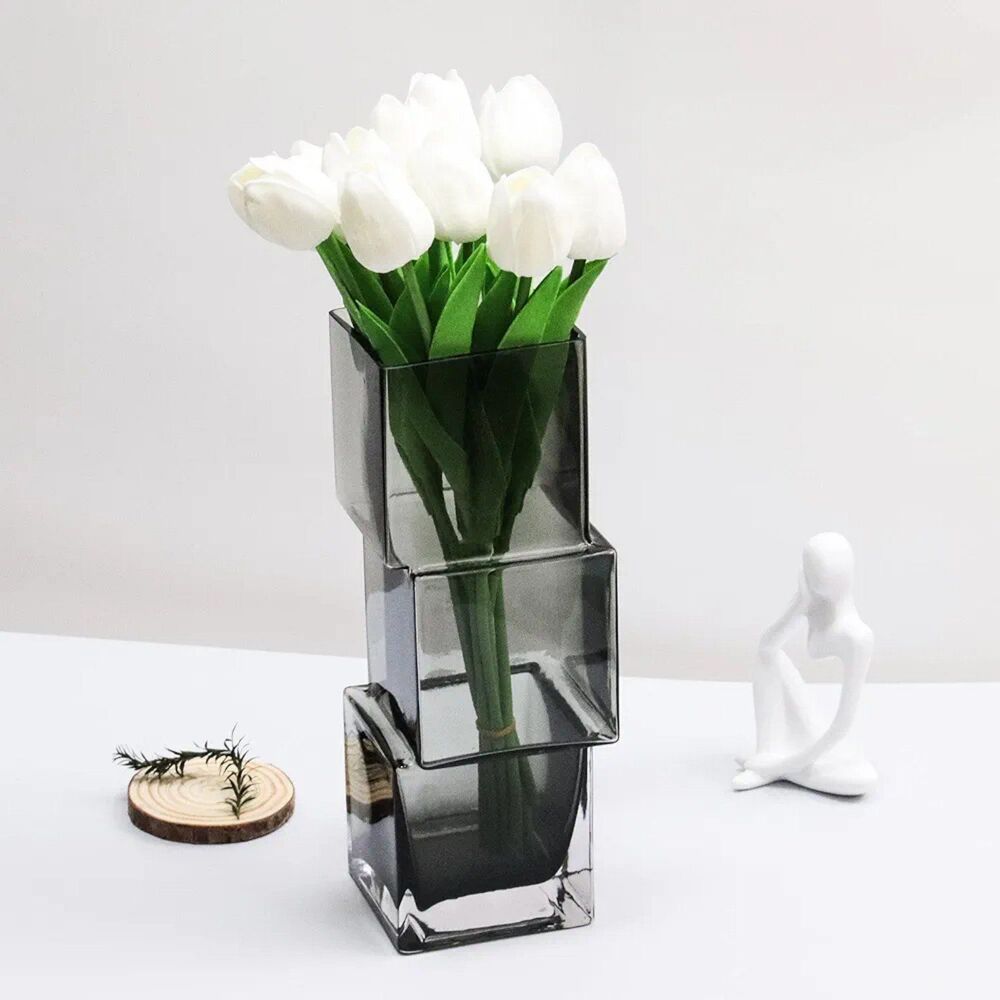 Modern Black Glass Vase NEW